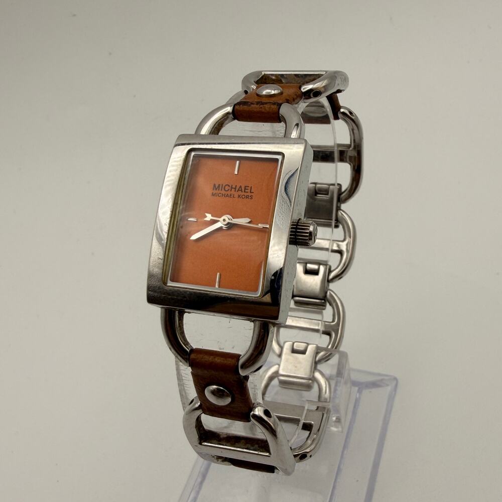 Chic Vintage Michael Kors MK-2034 Chainlink Watch - Orange Dial New Battery
